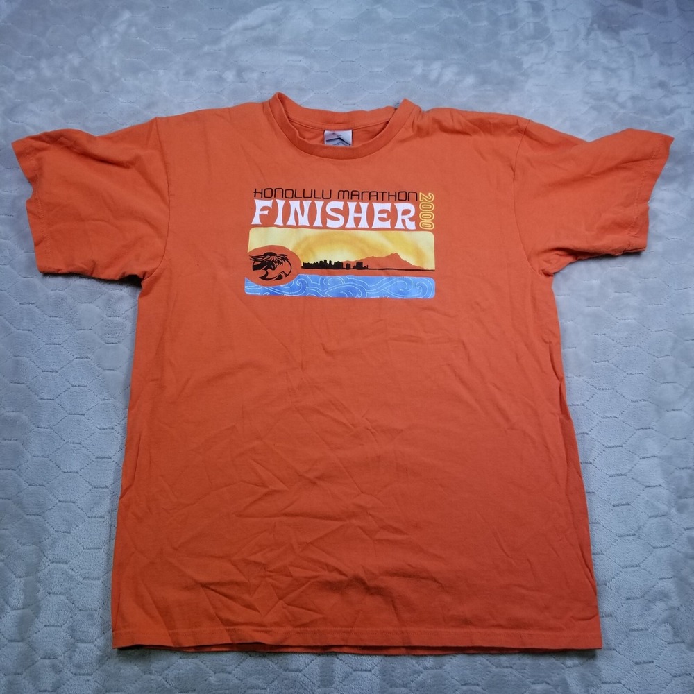 VTG 2000 Nike Silver Tag Honolulu Marathon Finisher Graphic‎ T-Shirt Sz Med